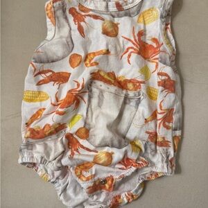 Cute Baby Romper with Seafood Print